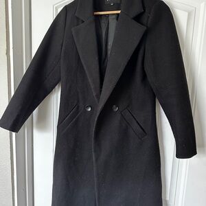 Elegant Black Double-Breasted Coat